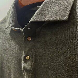 Knot Standard - Mens Cotton Knit Popover Pine Green Long Sleeve Light Weight